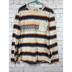 Volcom‎ Striped Long Sleeve T-Shirt Pocket Front Casual Top Mens Medium